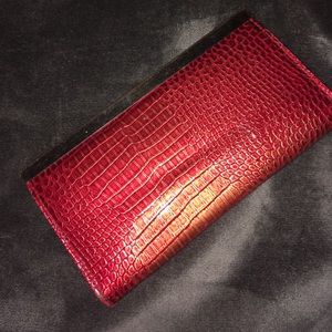 Red croc print clutch/wallet